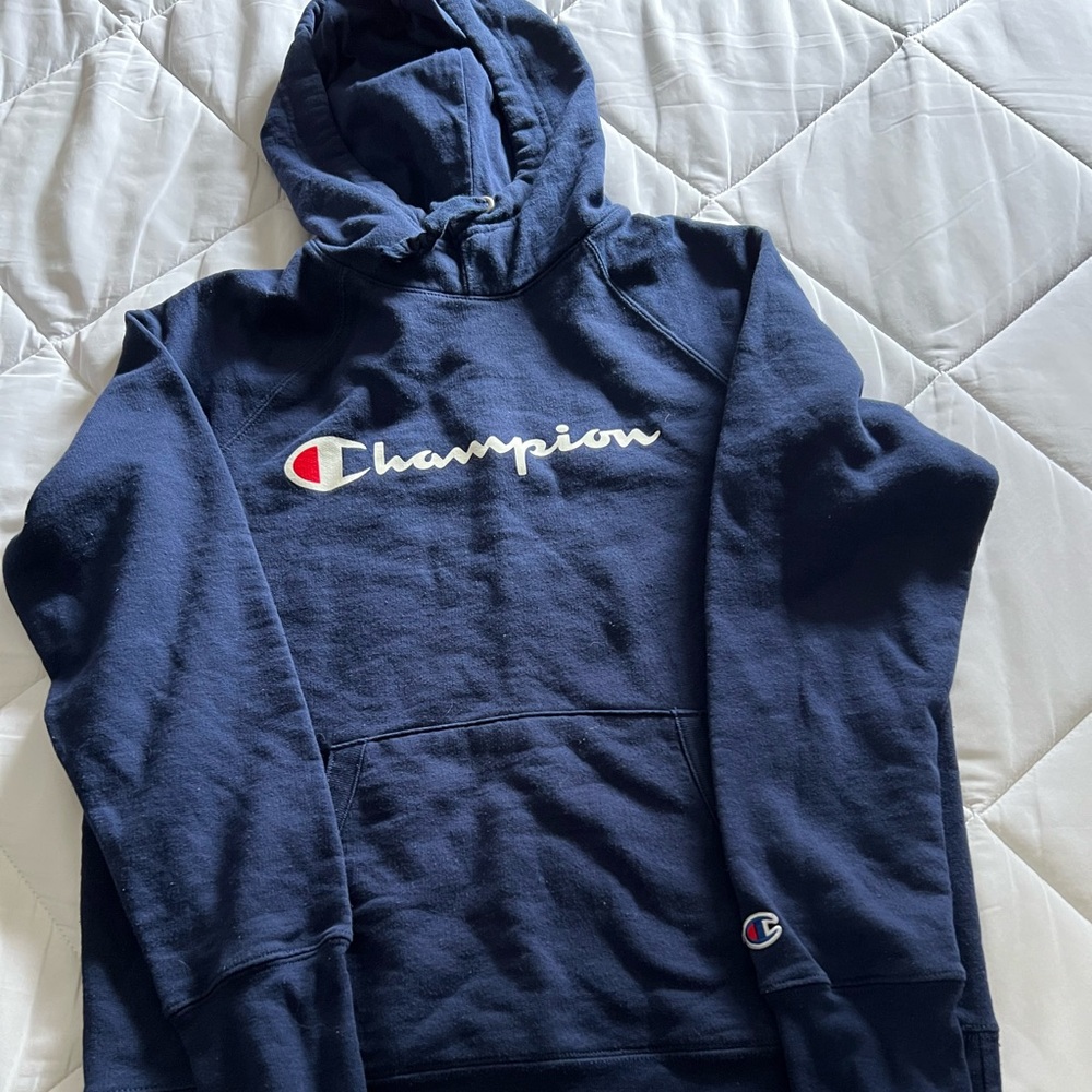 Blue champion hoodie size small